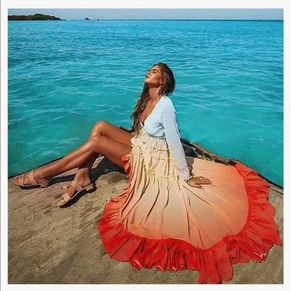 🎊Host Pick🎊Bohemian Ombre Print Maxi Dress/ Beach Cover~Up. NWT - Picture 3 of 7